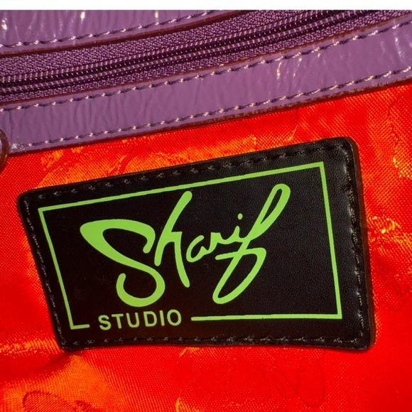 Sharif Studios Purple Crocodile Embossed Shoulder Bag with Panther Emblem - Picture 9 of 12